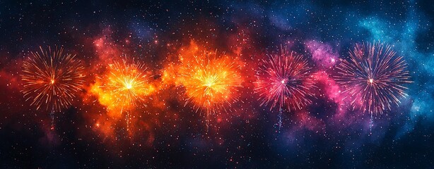Vibrant Watercolor Fireworks for New Year Celebration