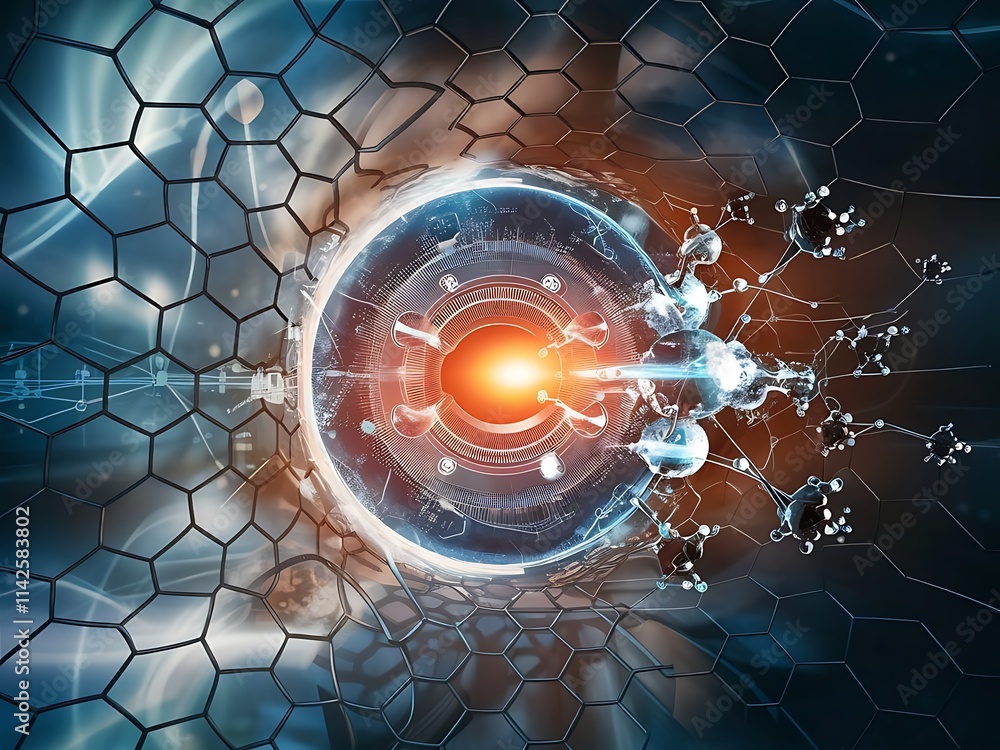 Poster modern futuristic background of the scientific hexagonal pattern virtual abstract background with pa