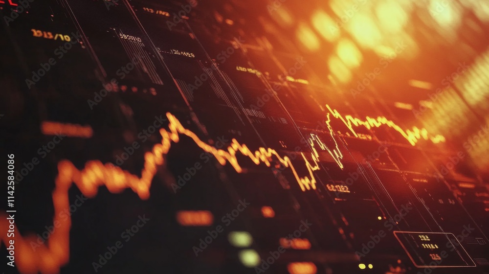 Poster dynamic financial chart with rising graph and bright background