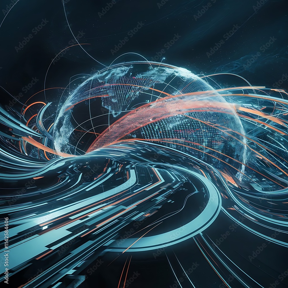 Poster big data visualization background modern futuristic virtual abstract background science network patt