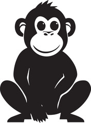Monkey Silhouette black and white very cute animal