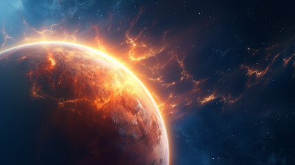 Epic Space Galaxy Landscapes, Futuristic Planetary Scenes with Volcanic Surfaces, Sci-Fi Cosmic Digital Art, Alien World Environments
