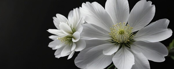 Single white blossom shining brightly against a black backdrop, blossom, backdrop, white, shining, vibrant