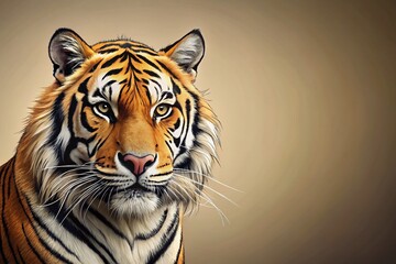 Fierce Tiger Head, Wild Cat Portrait, Jungle Animal Art, Big Cat Illustration, Wildlife Drawing, Hand Drawn Tiger, Predator Head, Orange Tiger, Stripe Design