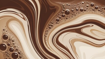Abstract Digital Artwork of Swirling Frothy Latte Design
