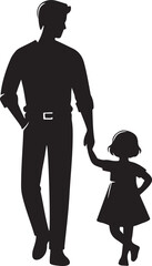 Father love silhouette collection isolated on white background. Set of dad/father and son/girl Vector illustration.