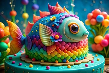 Fototapeta premium Fish Birthday Cake Designs: Creative & Cute Aquatic Themed Cakes for Kids