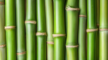 Obraz premium Lush Green Bamboo Stalks Arranged in Parallel Rows