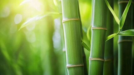 Obraz premium Lush Green Bamboo Stalks in Sunlight