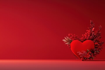 Red heart decoration for valentine's day indoor floral theme