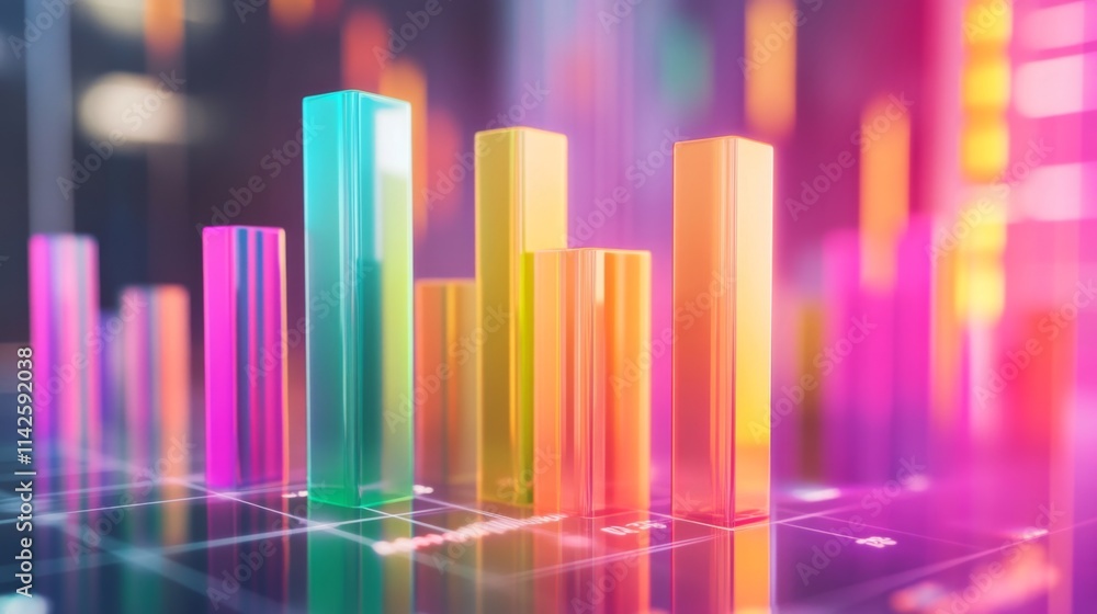 Aufkleber Vibrant Data Visualization with Colorful Bar Graphs and Metrics