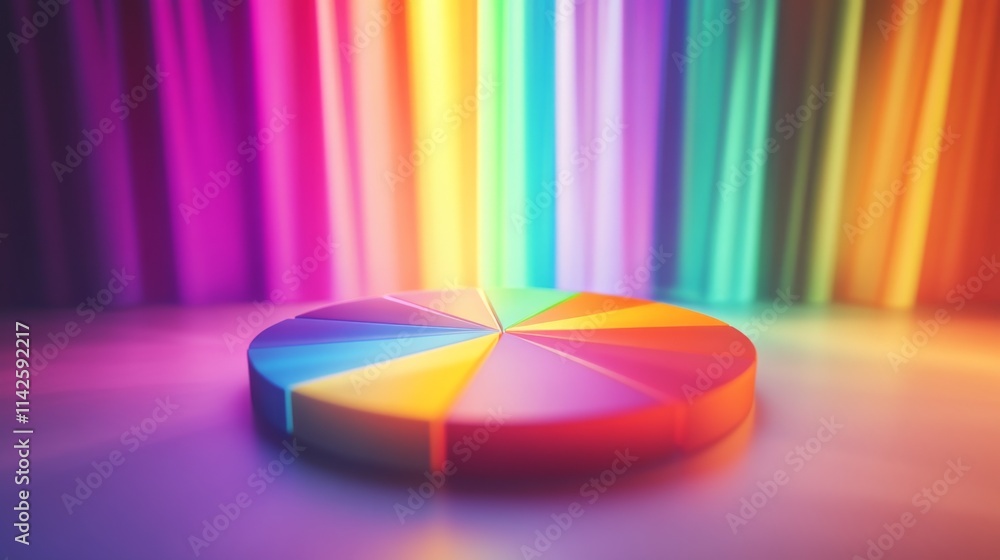 Poster colorful circular display with vibrant rainbow background effect
