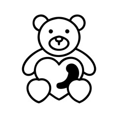 Obraz premium Cute teddy bear holding a heart in playful design