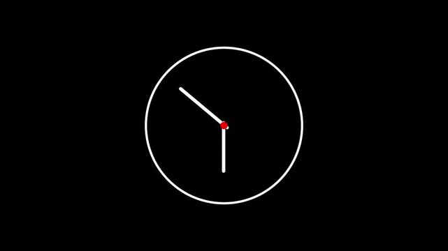 Clock Timelapse Simple clock face set analog black background. Time Passing Fast. 12 Hours Classic Clock Timelapse. Time pointer ticks Countdown. Clock Counting Down productivity the passage of time.
