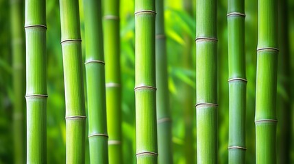 Fototapeta premium Lush Green Bamboo Stalks Stand Tall In Nature
