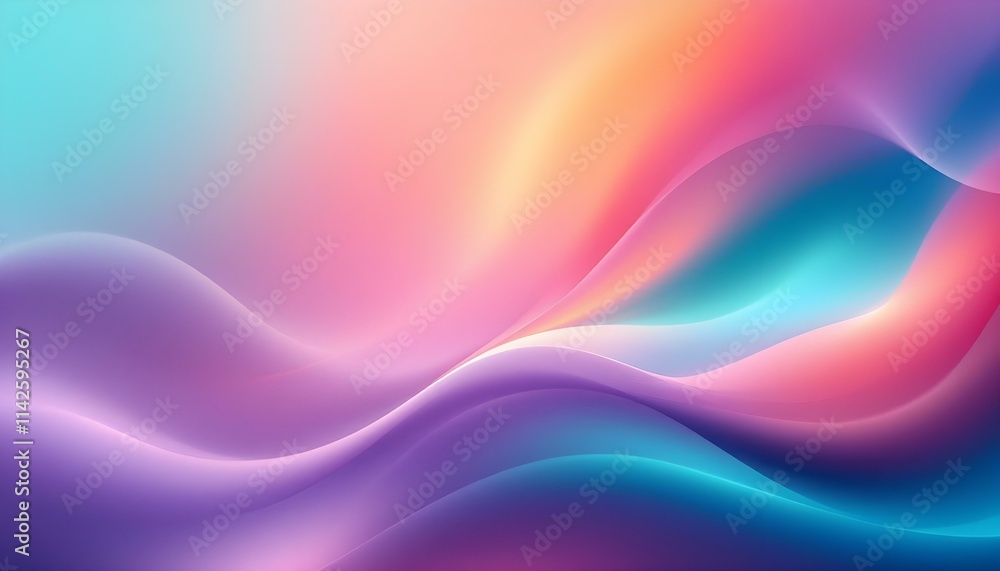 Fototapete Abstract wave lines pattern dynamic colorful light flowing isolated on black background design element in the concept of music. Iridescent wavy liquid blob in a bold holographic style background
