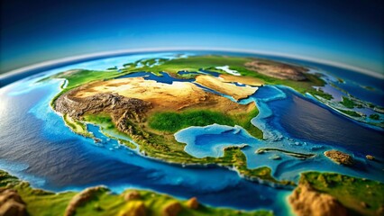 Fototapeta premium Flat Earth Simulation Model, Realistic Globe Alternative, Geocentric Cosmology, Plane Earth Visualization, 3D Render, Scientific Hypothesis, Alternative Earth Model, Physics Simulation