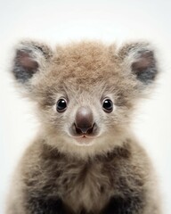 Portrait d'un bébé koala - joey sur fond blanc