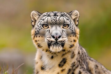 Obraz premium Majestic Snow Leopard in Rugged Mountain Terrain Captivating Aerial Drone Photography