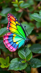 Naklejka premium Colorful butterfly in nature, origami. isolated with white highlights