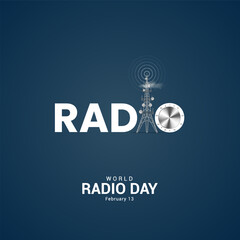 World Radio Day creative concept. vintage radio, Radio day design for banner, poster 3d Illustration.