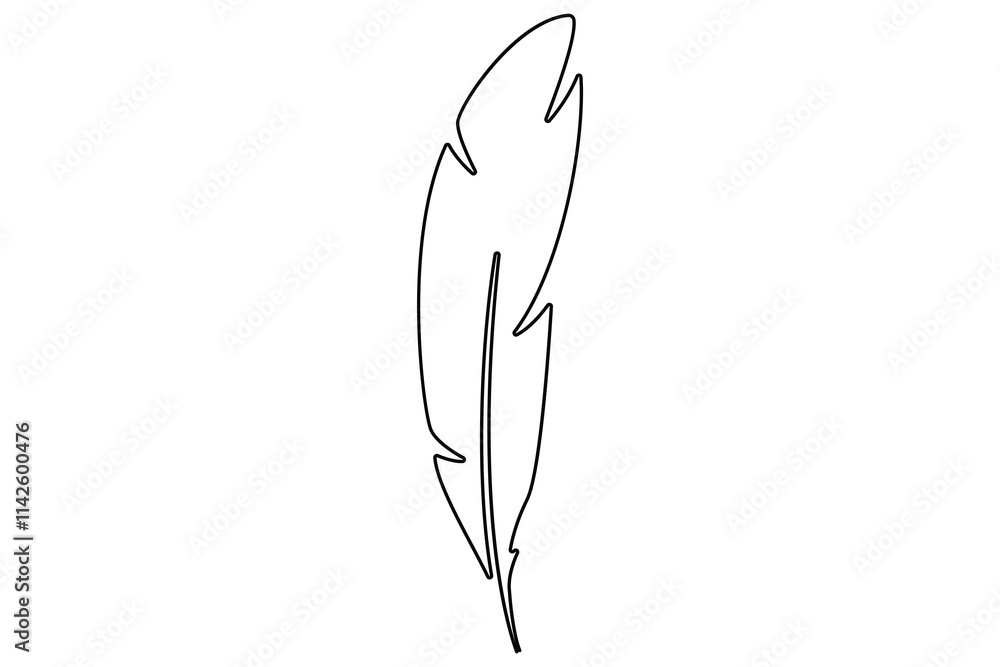 Fototapete bird feather continuous one line drawing of bird feather icon isolated on white background vector il