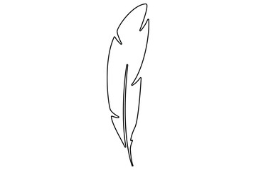 Bird feather continuous one line drawing of bird feather icon  Isolated on white background vector illustration
