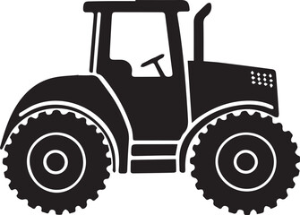 Modern Farm Tractor Silhouette graphic vector black and white