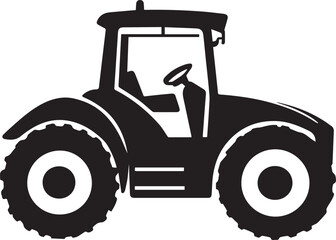 Modern Farm Tractor Silhouette graphic vector black and white