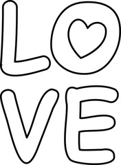 Valentine love text outline.
Isolated love word letters typography outline.
Transparent background.