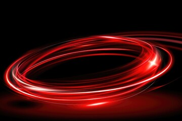 Glowing red light trails forming circular motion on black background