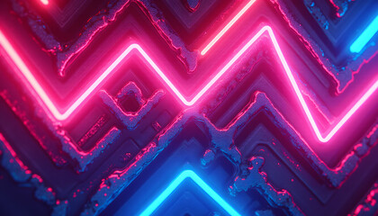 Vibrant 80s Neon Chevron Patterns with Gradient Highlights