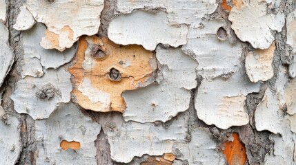 Detailed Texture Of Peeling Tree Bark Showing Color Variations