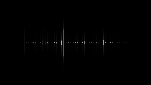 Soundwave Radio wave black background, rhythm frequency. Audio speech spectrum peaks troughs. music, digital media audio. music player soundbar Record interface. Equalizer Music frequency Monochrome