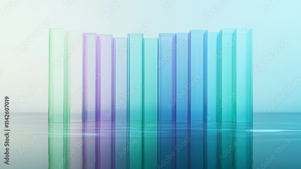 Aufkleber abstract colorful glass bar graph on soft gradient background