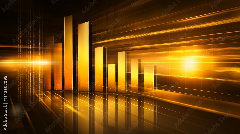 Aufkleber Abstract Golden Financial Graph with Dynamic Light Effects