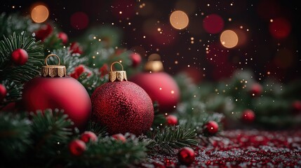 Christmas background card with red gifts copyspace