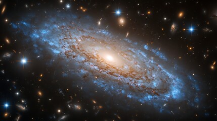 Close-up view of a vibrant spiral galaxy with glowing stars and deep space hues in the background