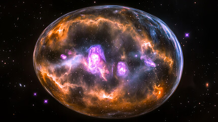Cosmic Nebula Encased in a Transparent Sphere