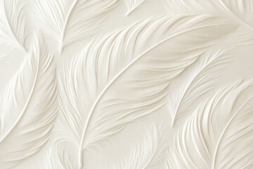 Obraz premium Embossed white feather pattern background texture.