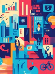 Colorful Flat Vector Illustration of Passive ETF Investing