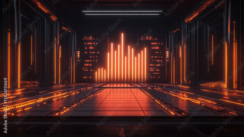 Aufkleber futuristic data visualization in neon light environment