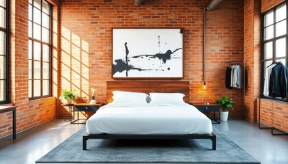Industrial Style - Industrial Concept Bedroom Interior Design - Hotel Bedroom - Apartment Bedroom Interior - Interior Design

