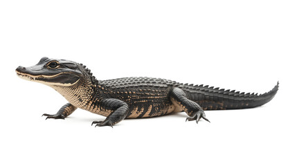Obraz premium Alligator side view reptile animal lizard isolated on a white background