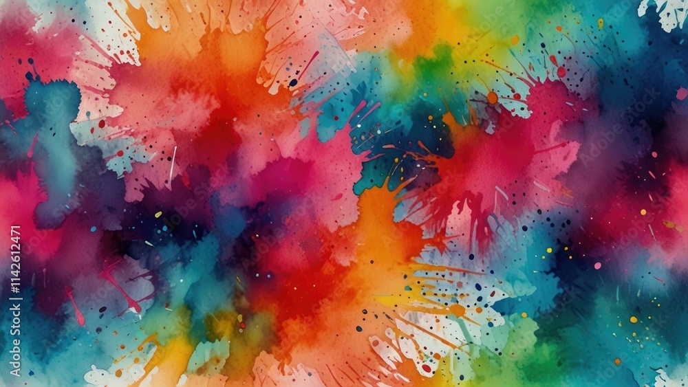 Poster vibrant abstract watercolor splash art with multicolor texture and dynamic design