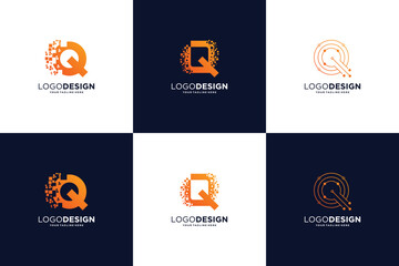 Letter Q Logo Design With Digital Technology Concept
