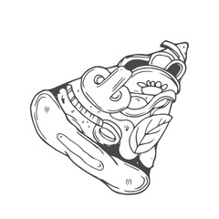 Vector Pizza slice drawing. Hand drawn pizza illustration. Great for menu, poster or label.