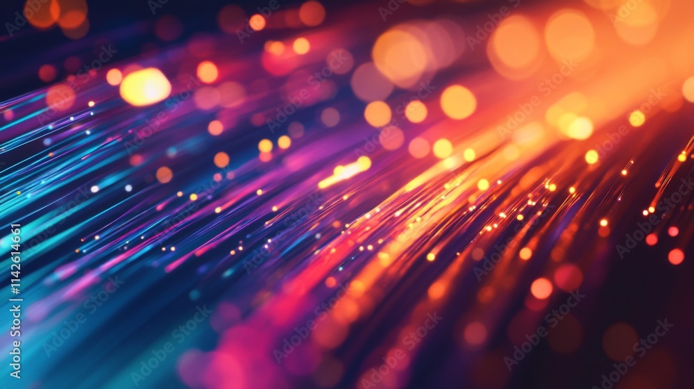 Aufkleber vibrant colorful light trails with bokeh effect in abstract background