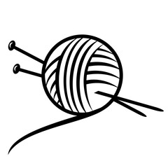 knitting yarn ball with needles