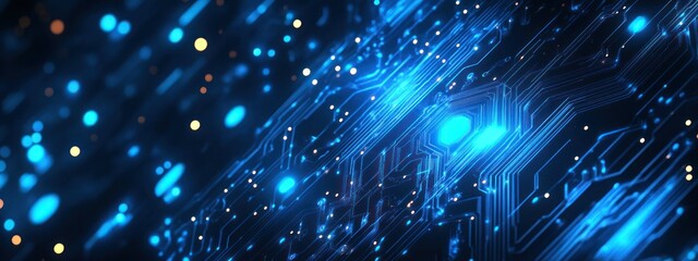 Obraz premium A digital abstract background featuring glowing blue lines and circuits.